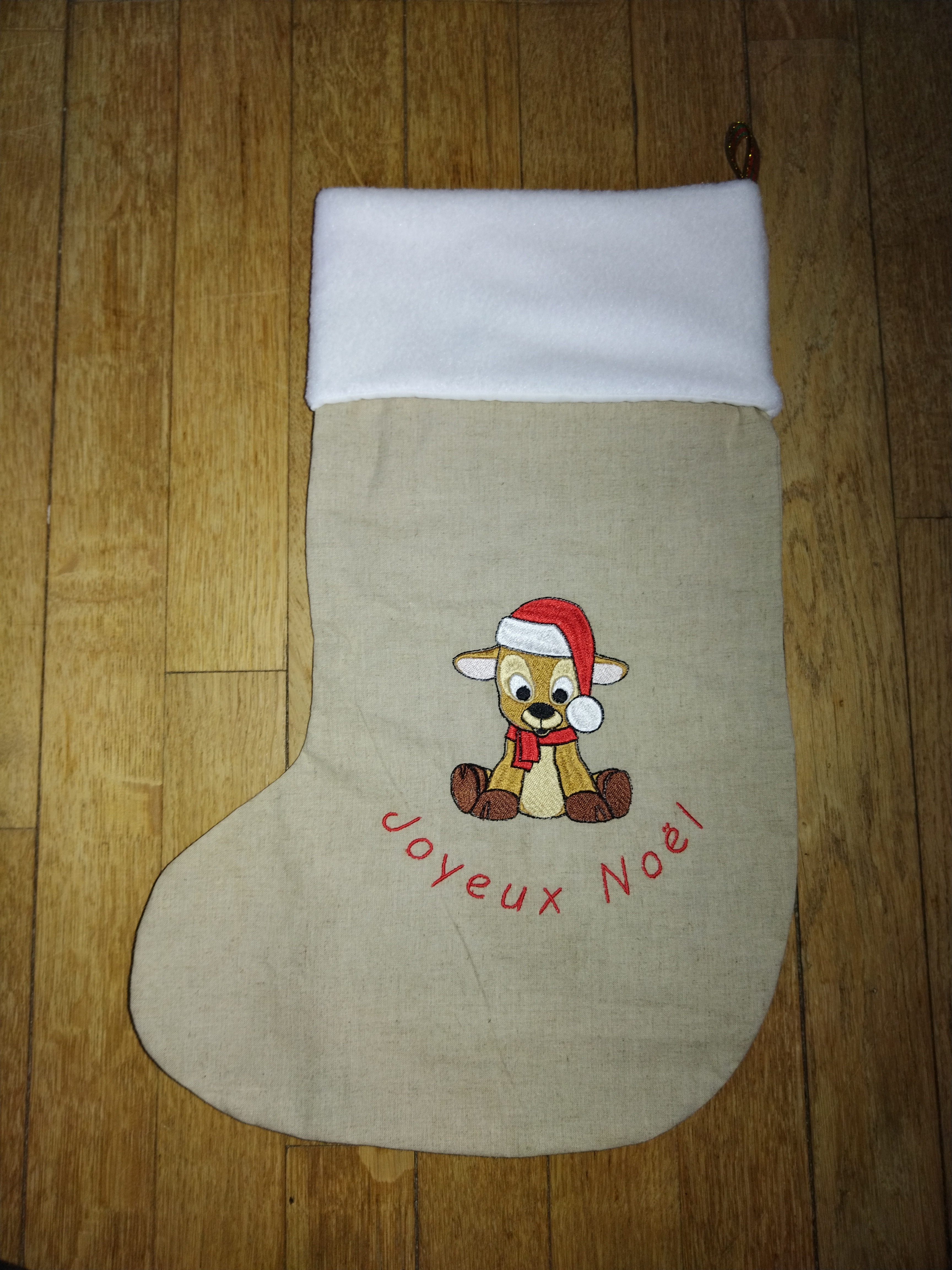 Chaussette de Noël brodée