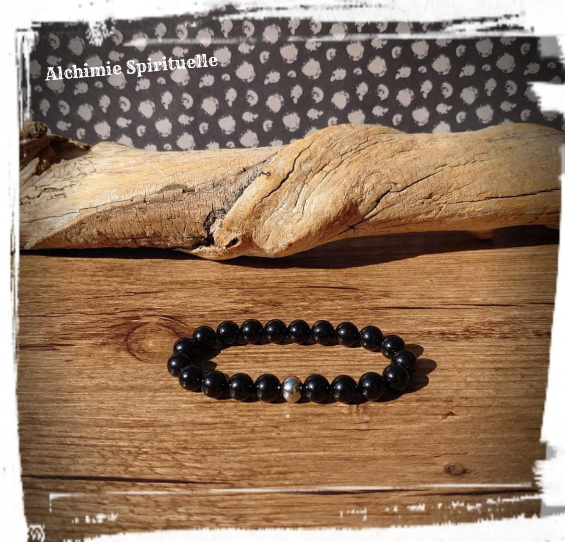 Bracelet Spinelle noir (8mm)