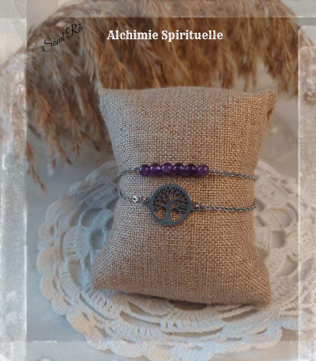 Bracelet duo Arbre de vie Améthyste 