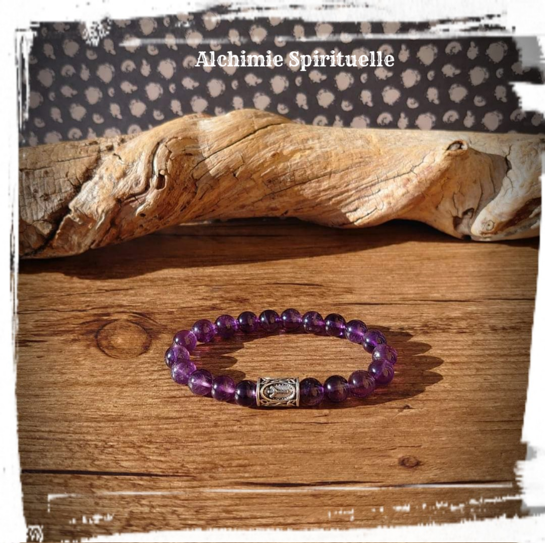 Bracelet Rune Algiz, Améthyste