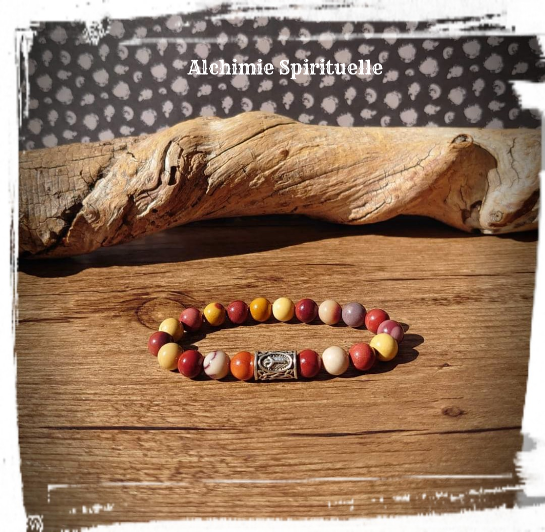 Bracelet Jaspe Mokaite,  Rune Algiz