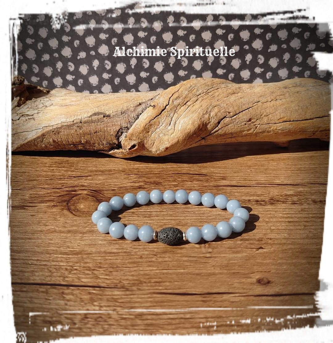 Bracelet diffuseur d'huile essentielle, Angelite