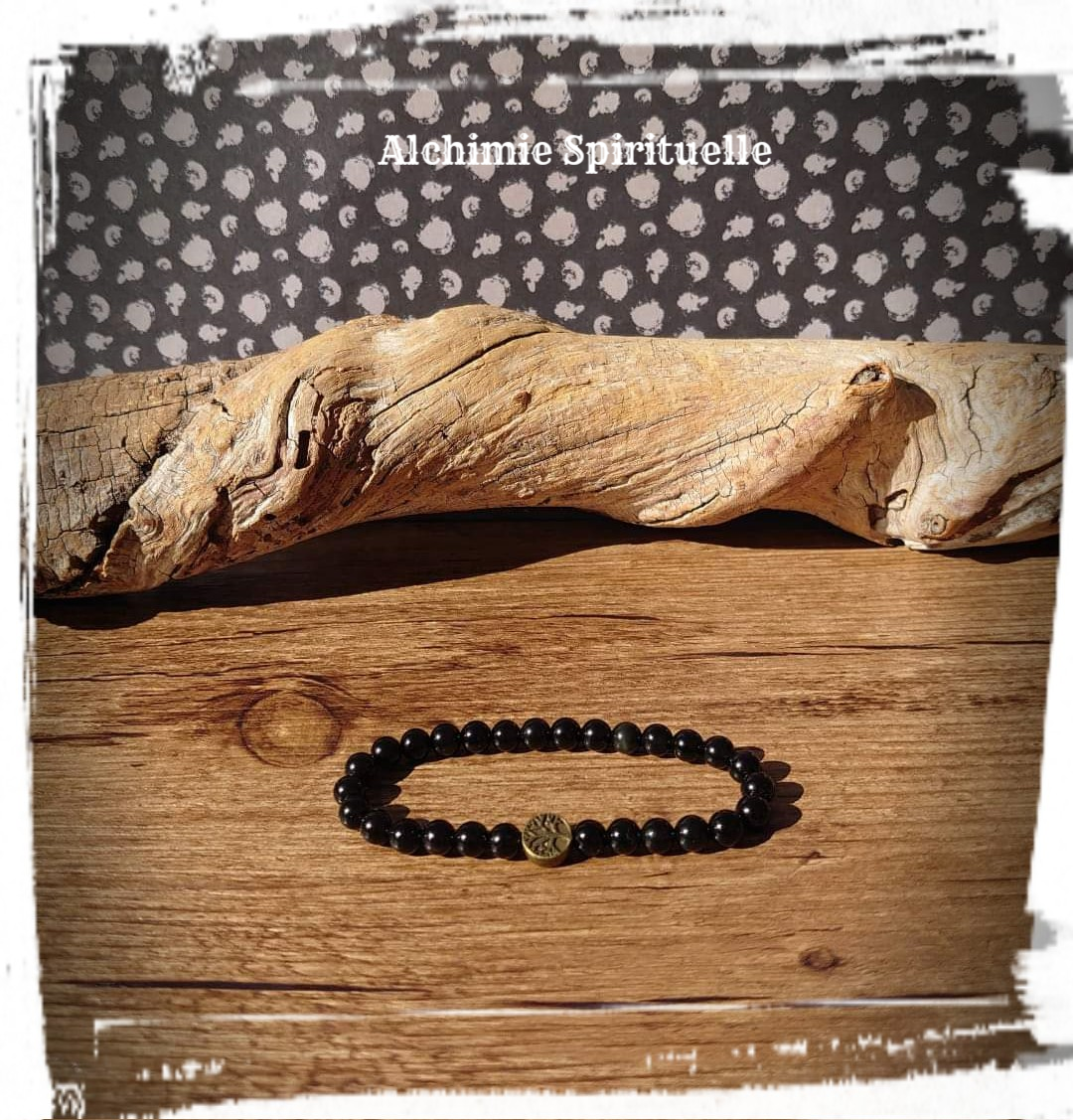 Bracelet Obsidienne œil céleste (6mm)