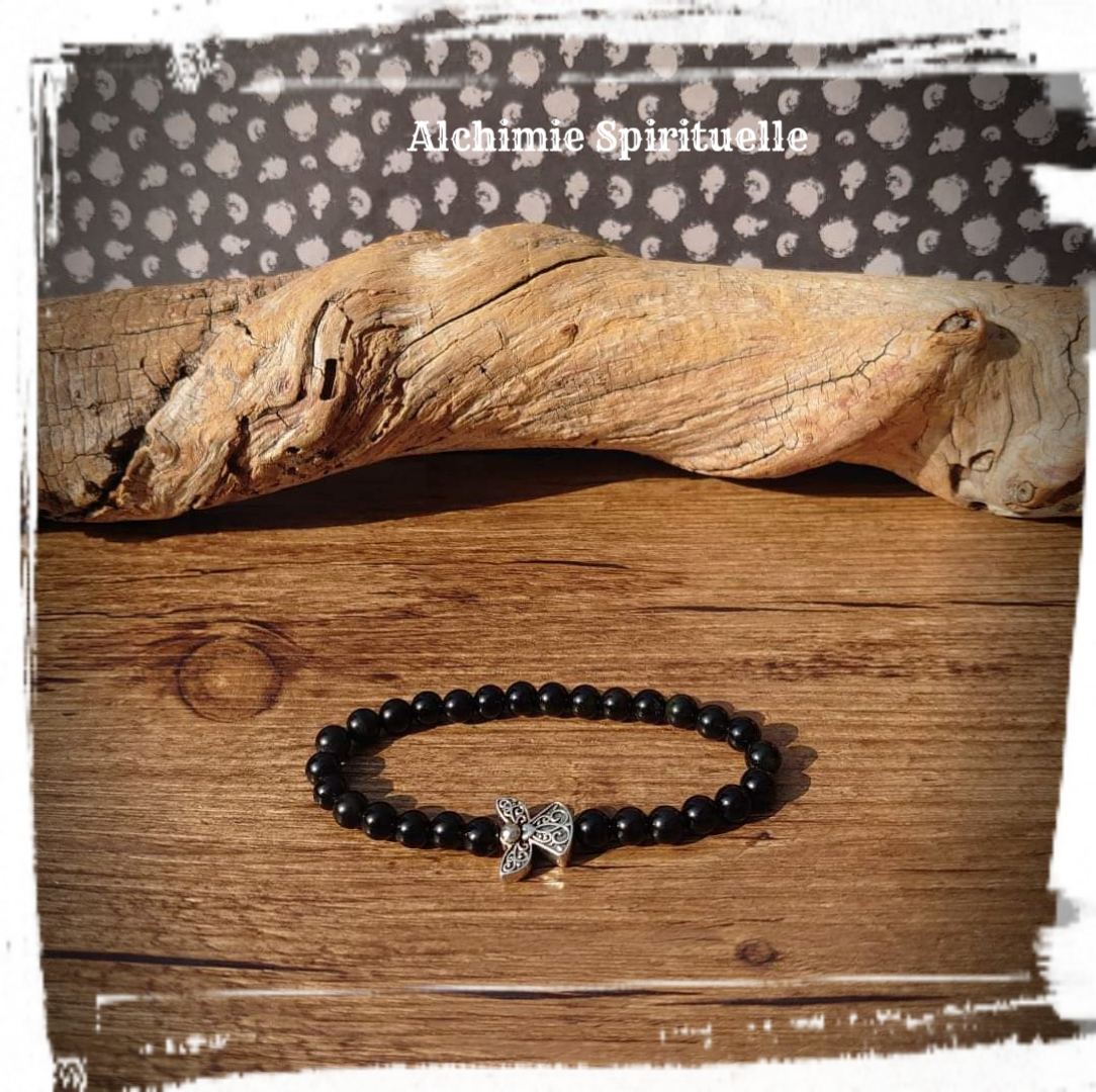 Bracelet Obsidienne œil céleste (6mm)