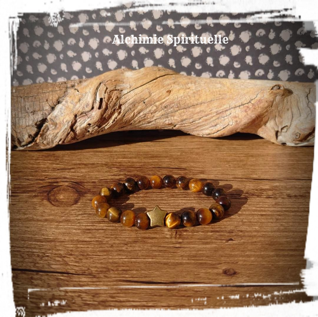 Bracelet Œil de tigre (8mm / Bronze)