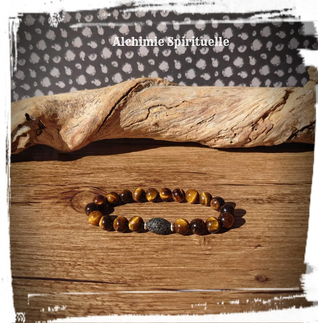 Bracelet diffuseur d'huile essentielle, Œil de tigre