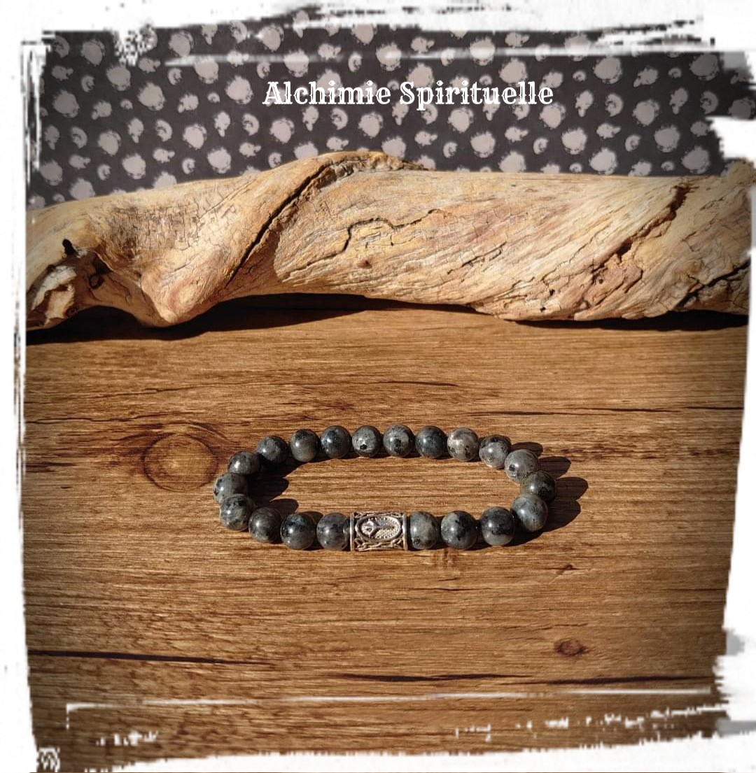 Bracelet Larvikite, Rune Algiz