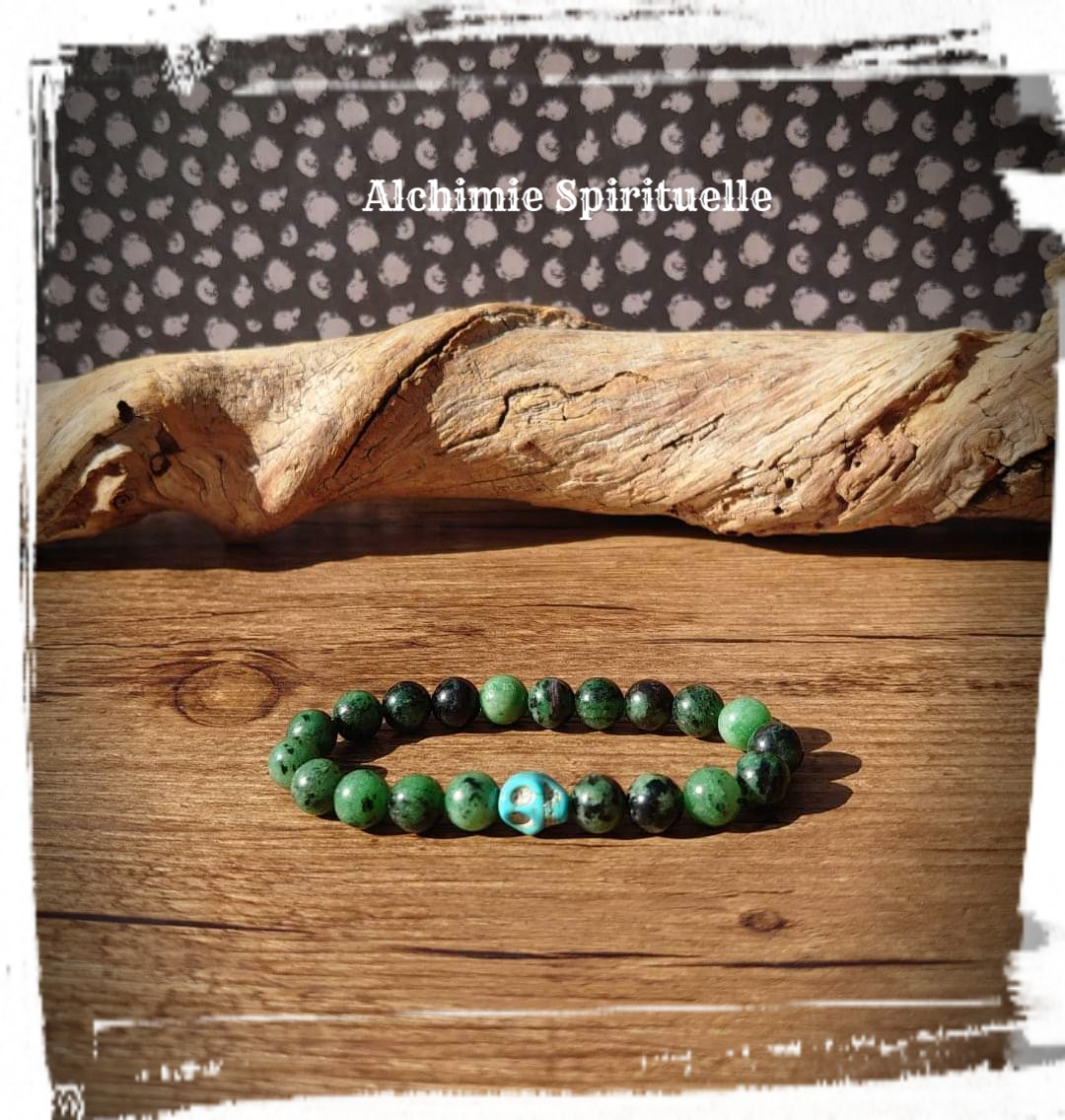 Bracelet Zoïsite Rubis Tête de mort