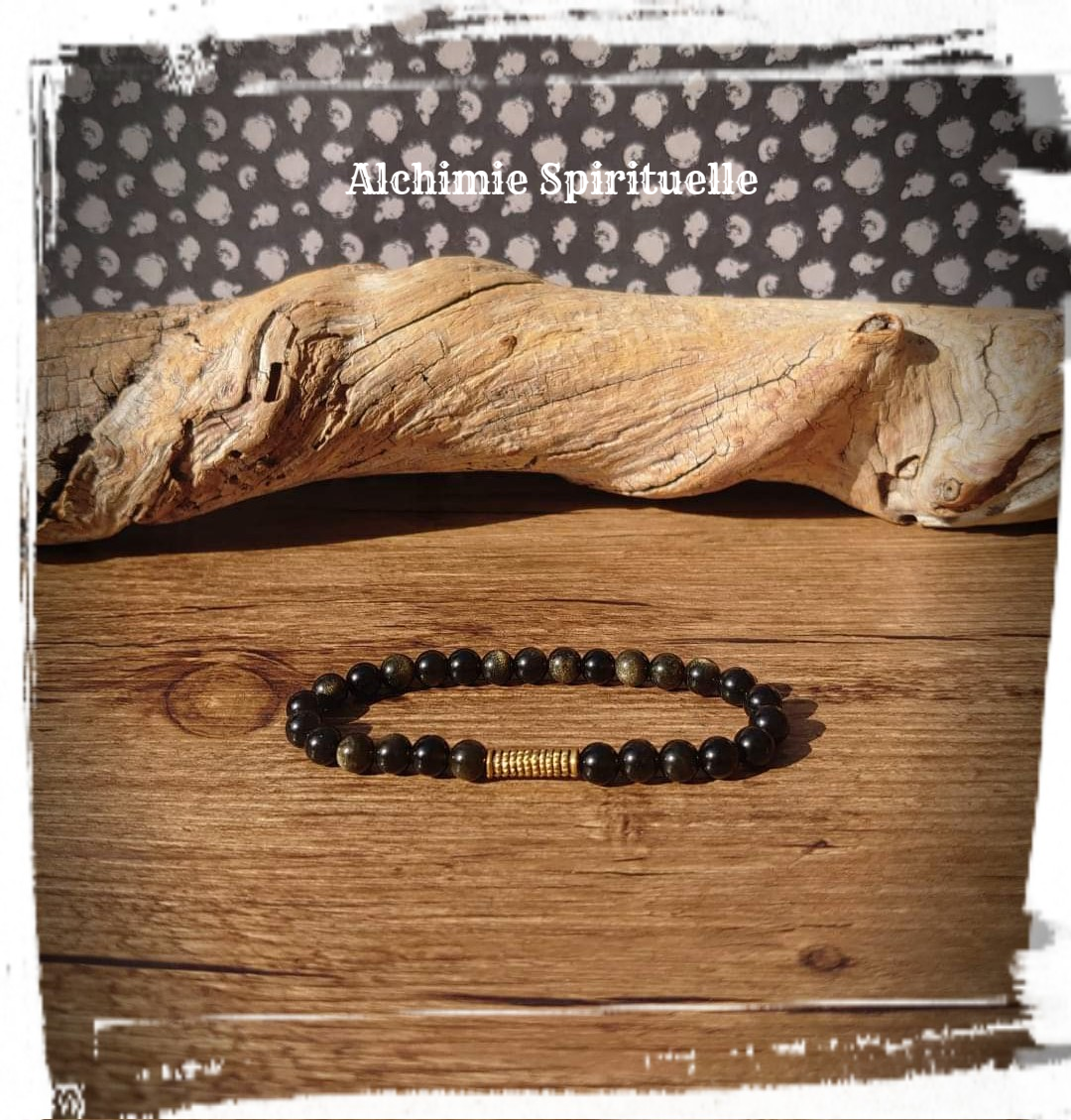 Bracelet Obsidienne Dorée, perle Haya 