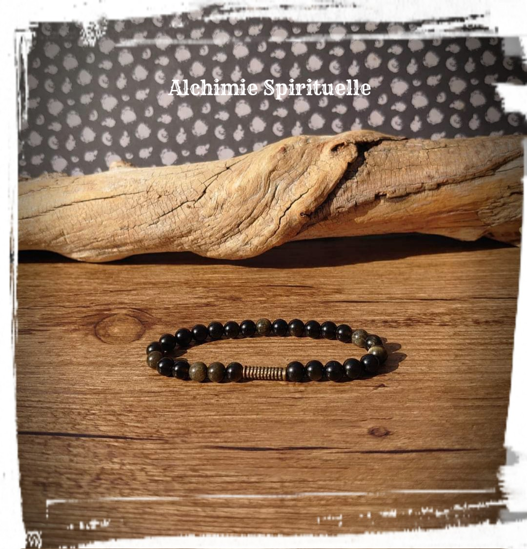 Bracelet Obsidienne Dorée, perle Haya 