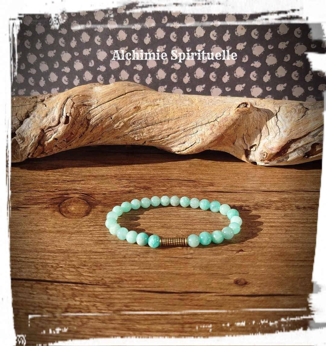 Bracelet  Amazonite, perle Haya 