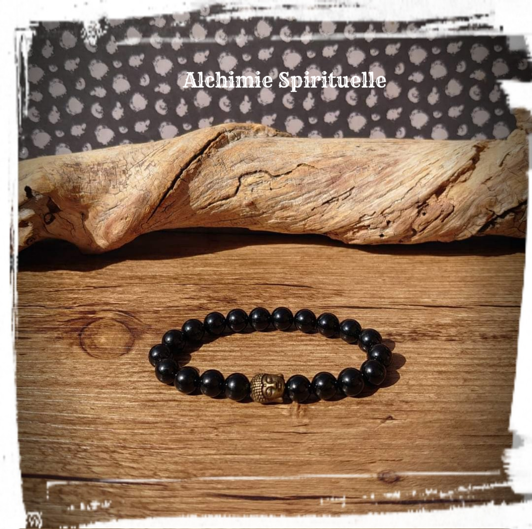 Bracelet Spinelle noir (8mm)