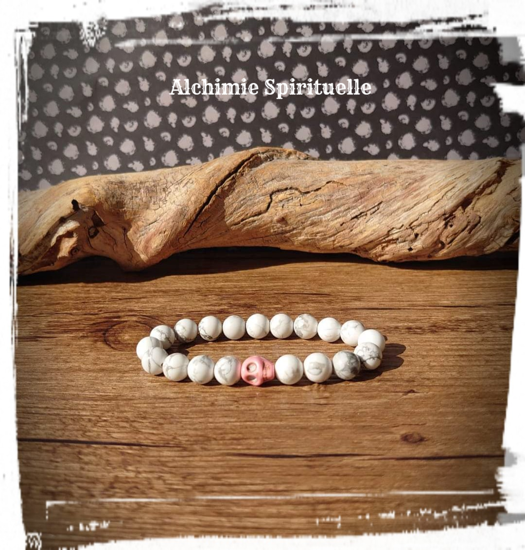 Bracelet Howlite, perle Tête de mort