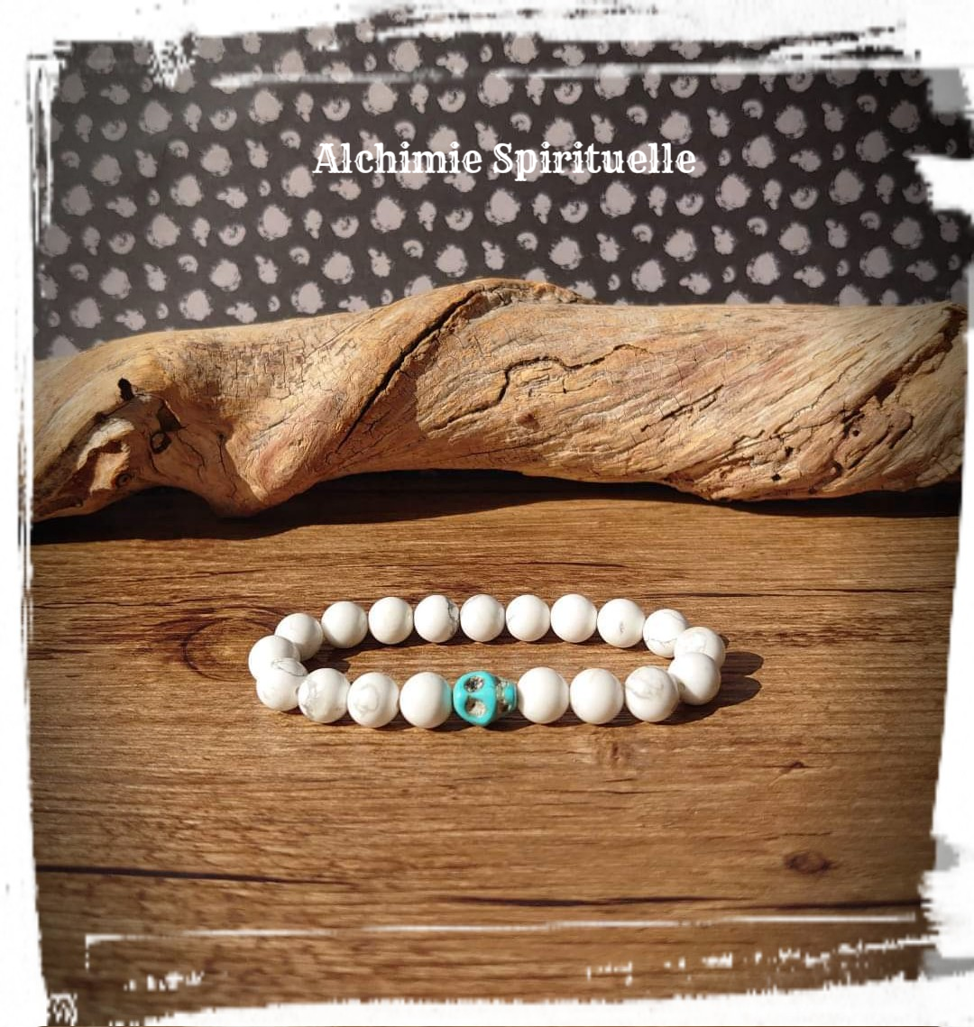 Bracelet Howlite, perle Tête de mort