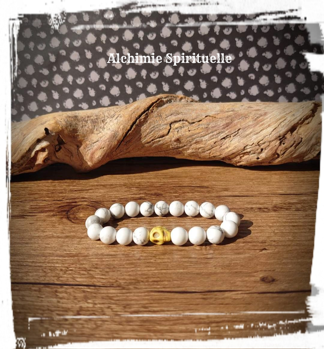 Bracelet Howlite, perle Tête de mort