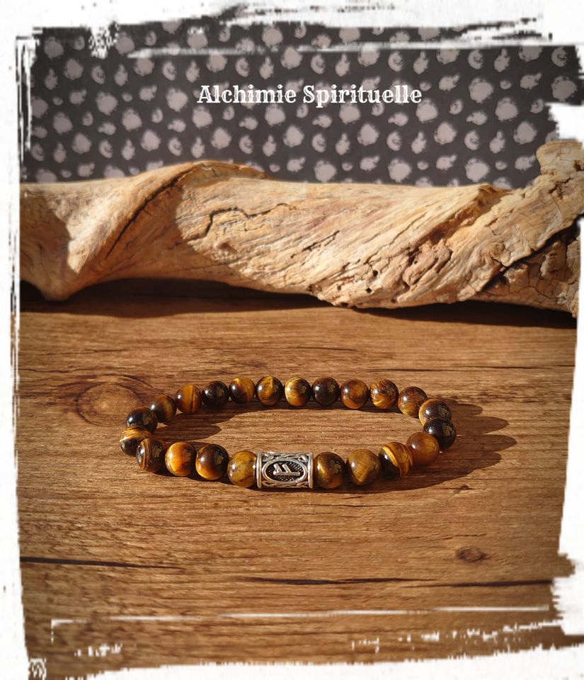 Bracelet œil de tigre, Rune Fehu