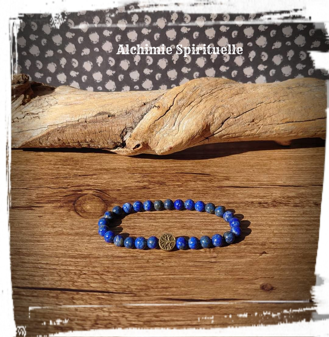 Bracelet Lapis Lazuli, perle Arbre de vie