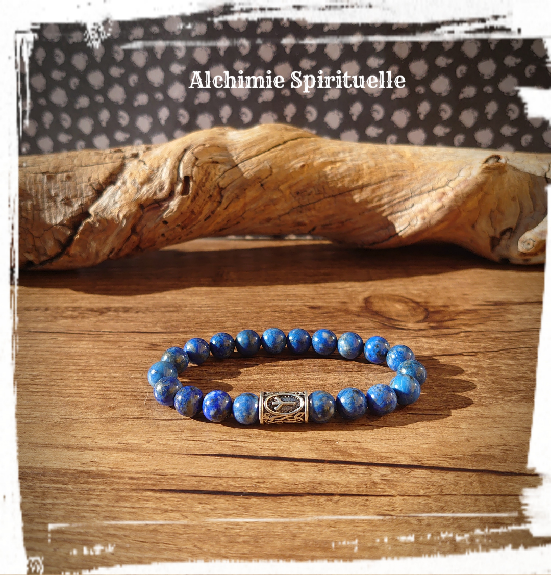 Bracelet Lapis Lazuli, Rune Algiz