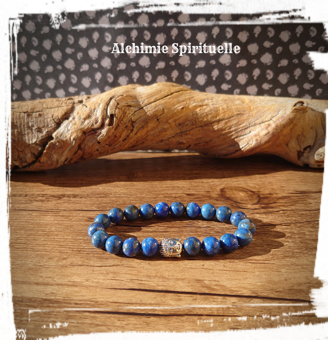 Bracelet Lapis Lazuli, perle Bouddha
