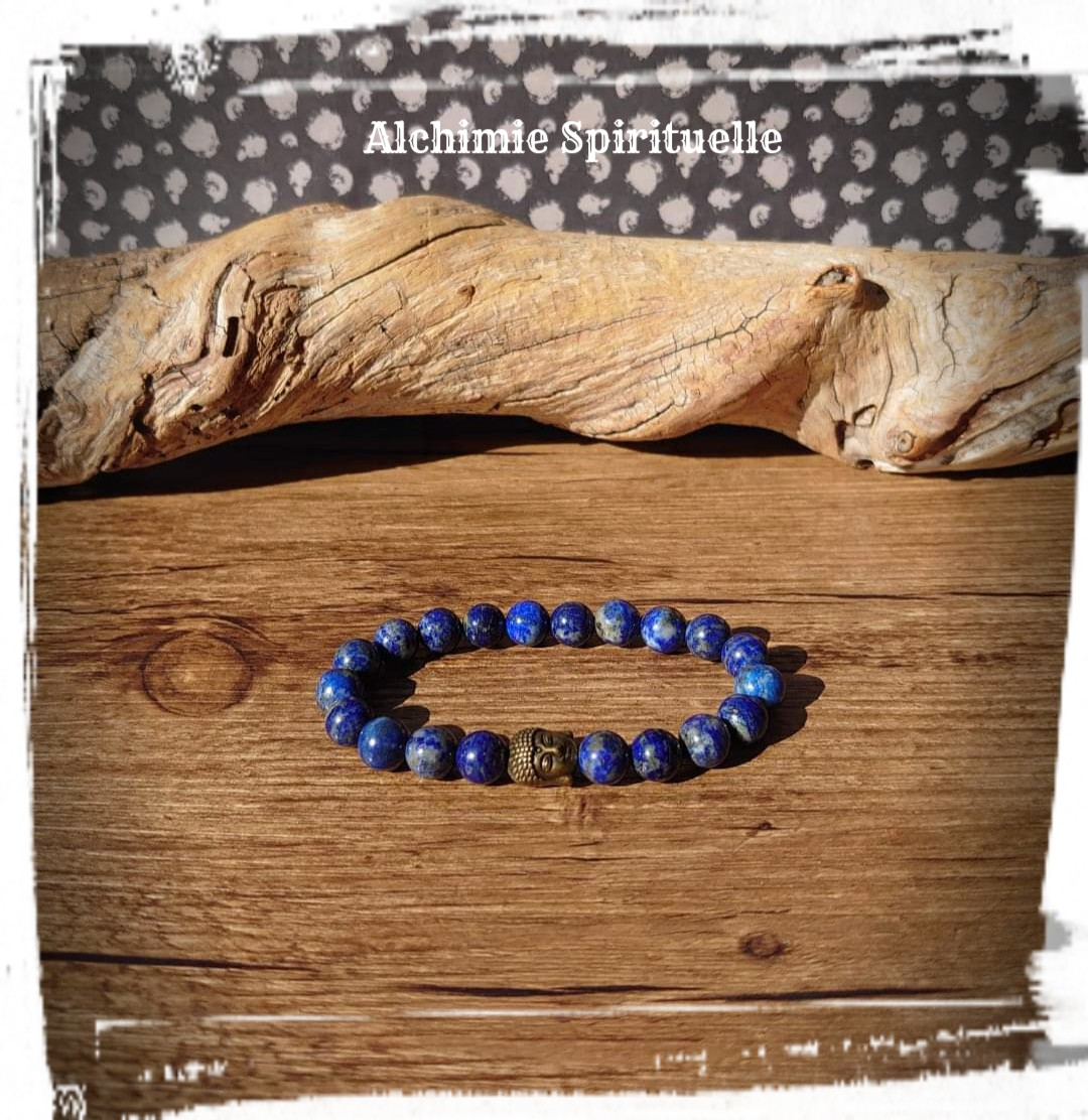 Bracelet Lapis Lazuli, perle Bouddha