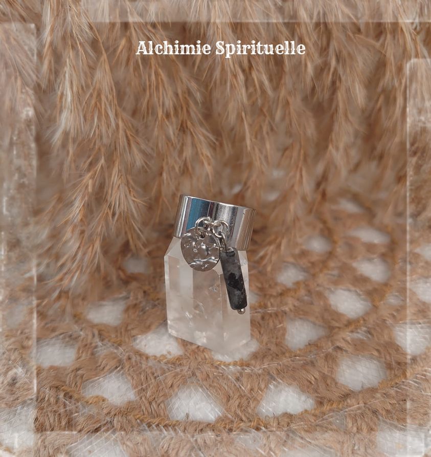 Bague breloque Larvikite