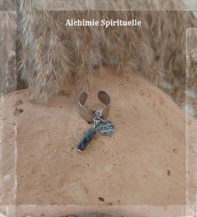 Bague breloque Larvikite 