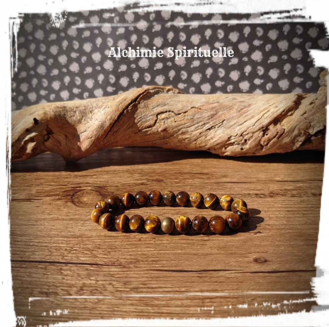 Bracelet Œil de tigre (8mm / Bronze)