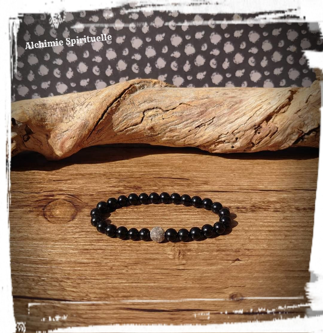 Bracelet Spinelle noir (6mm)