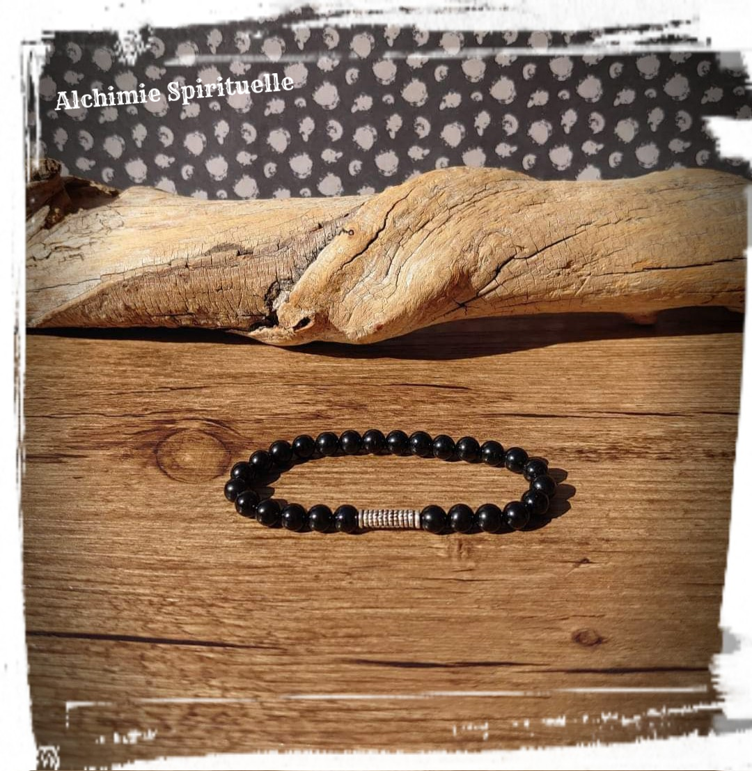 Bracelet Spinelle noir (6mm)