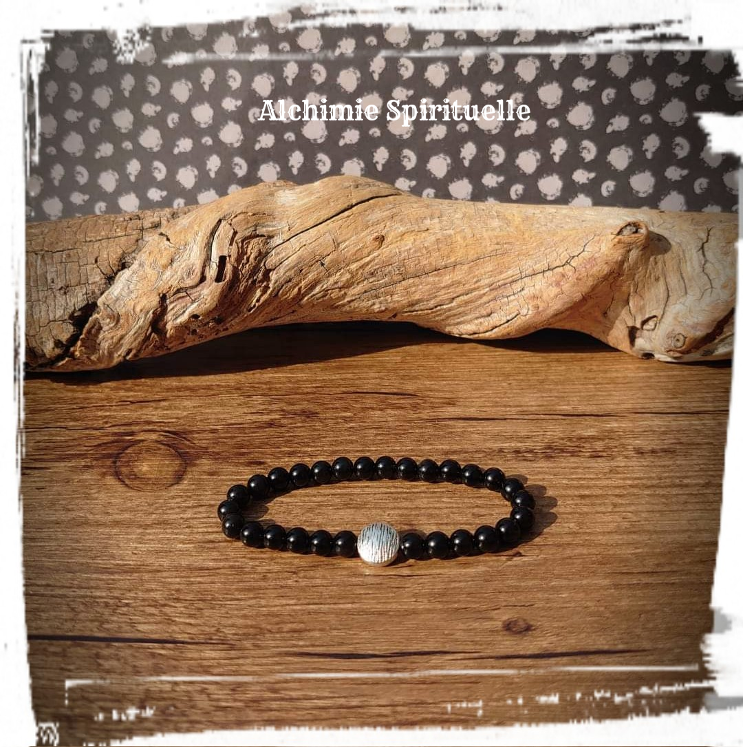 Bracelet Obsidienne œil céleste (6mm)