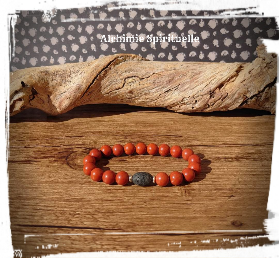 Bracelet  jaspe rouge (8mm)