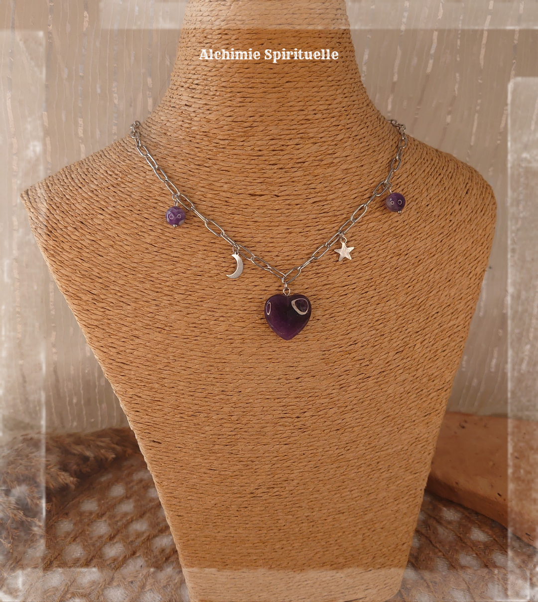 Collier Cœur Améthyste