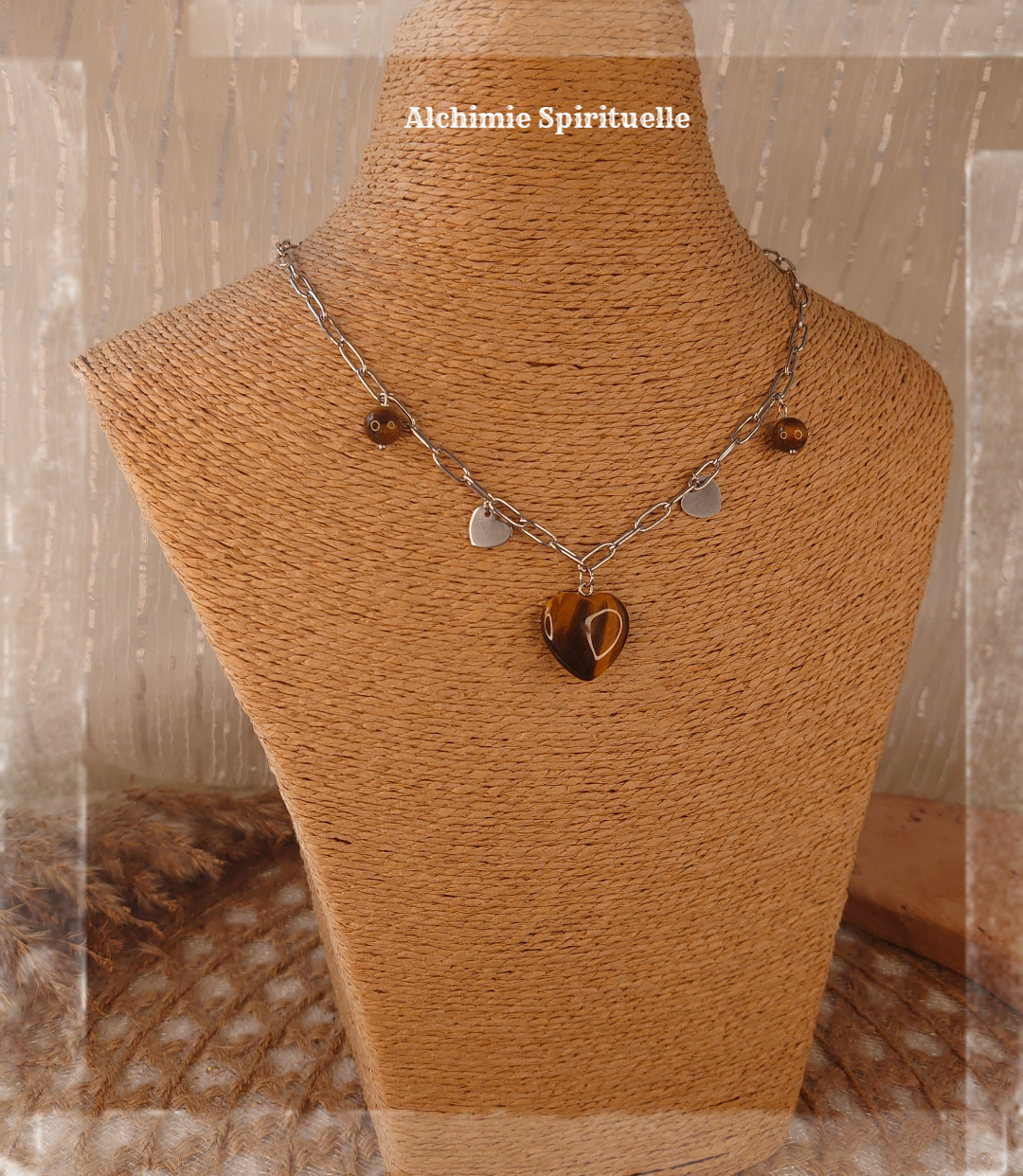 Collier Cœur œil de tigre