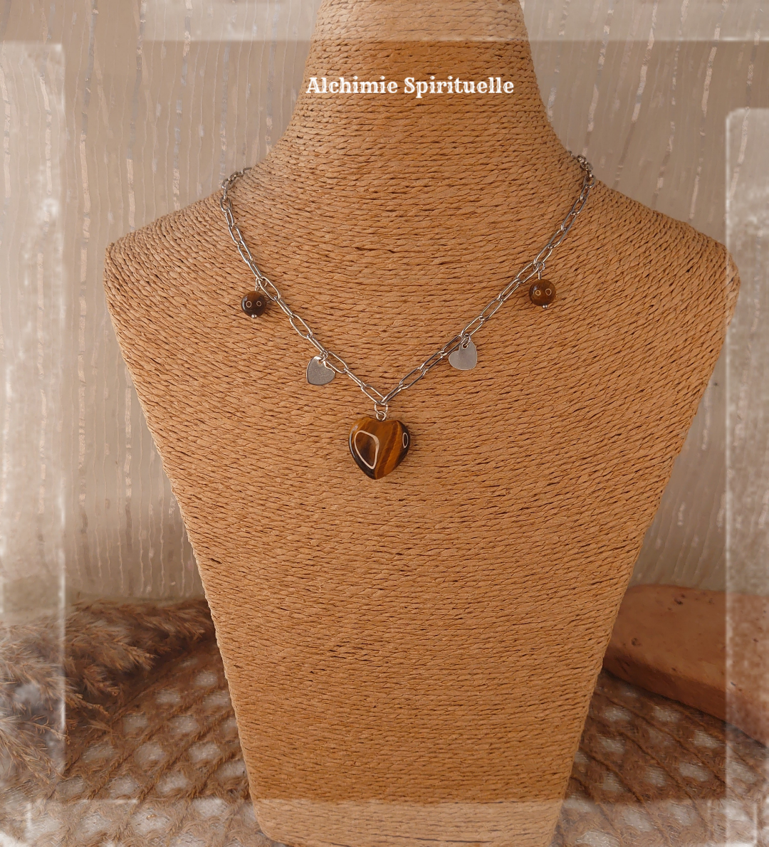 Collier Cœur œil de tigre