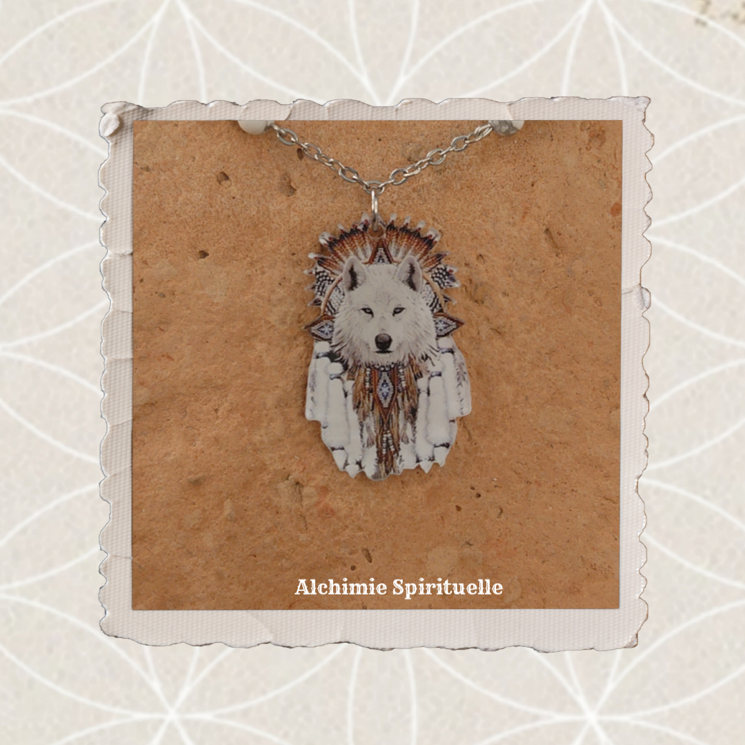 Collier Loup Howlite