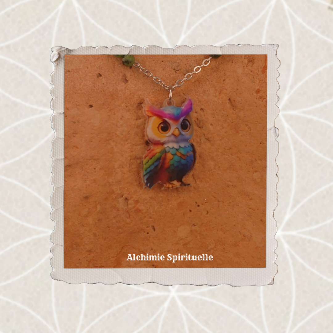 Collier Chouette Zoïsite Rubis