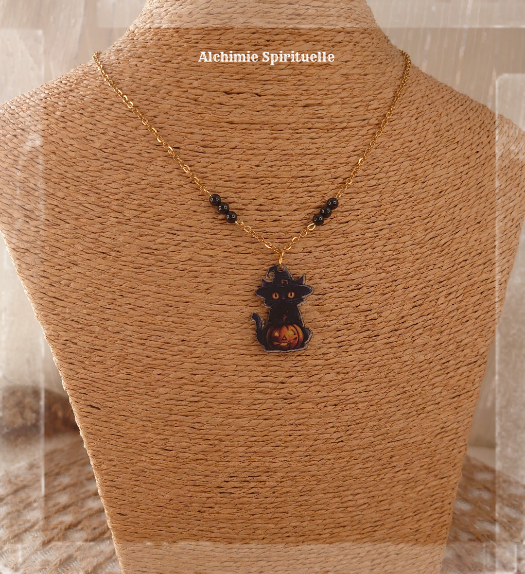 Collier chat Spinelle noir