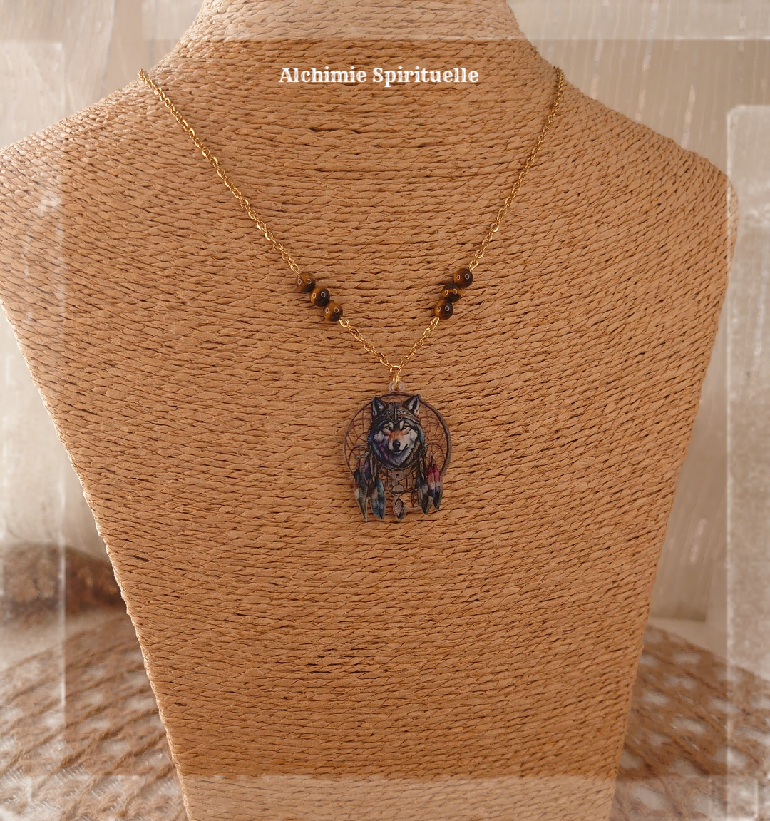 Collier Loup Œil de tigre