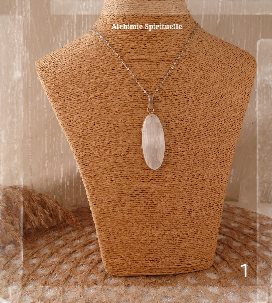 Pendentif Sélénite brute