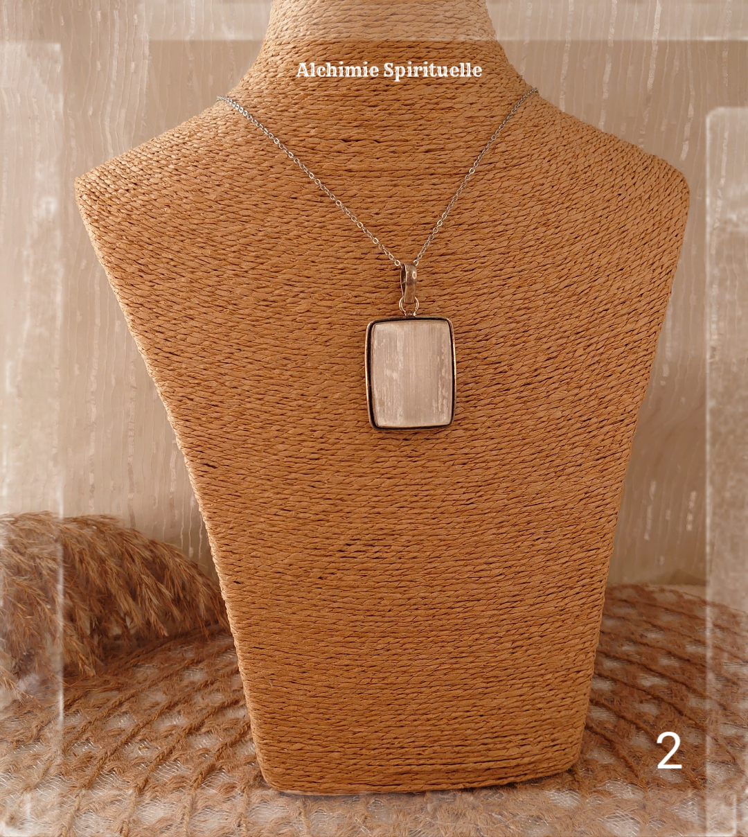 Pendentif Sélénite brute