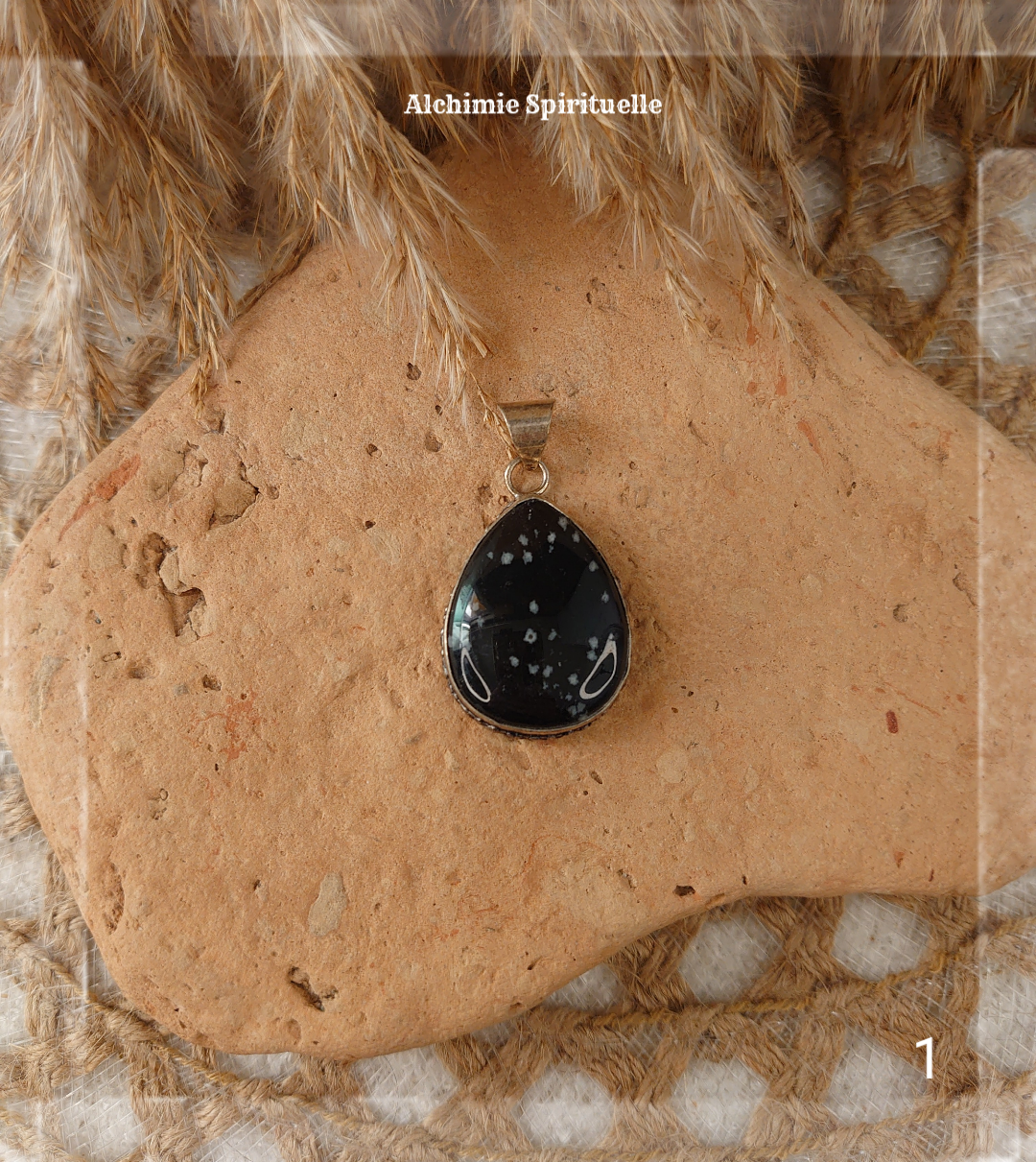 Pendentif Obsidienne flocon de neige
