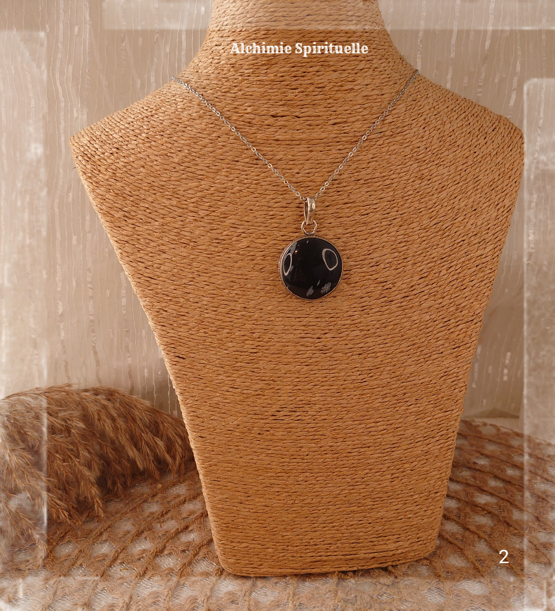 Pendentif Obsidienne flocon de neige