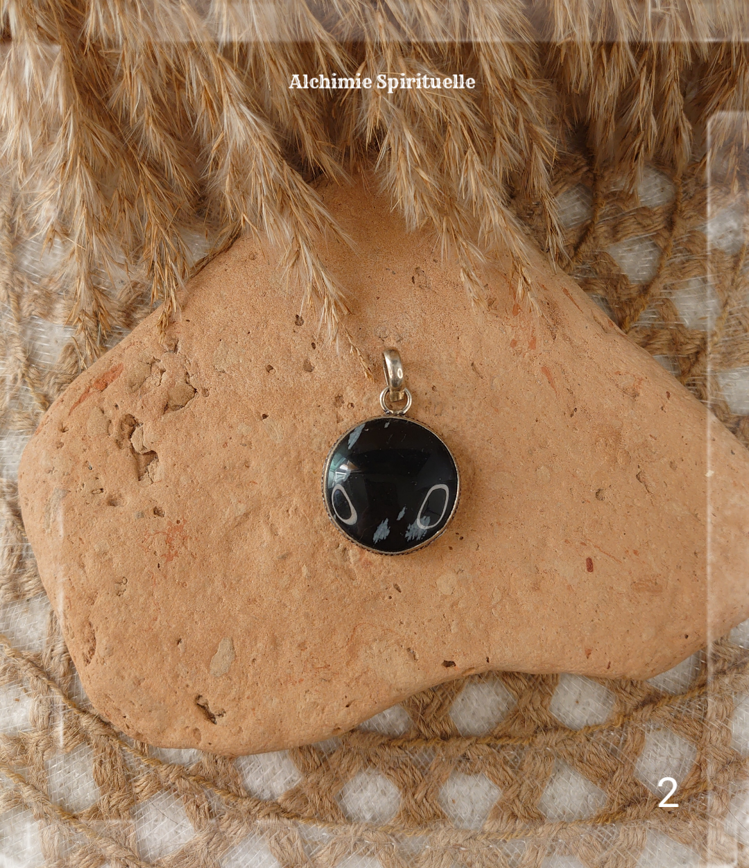 Pendentif Obsidienne flocon de neige