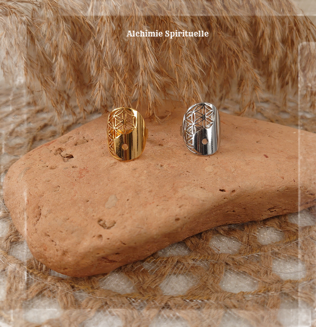 Bague Fleur de vie et Yin Yang