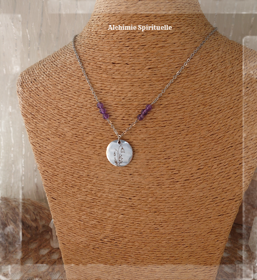Collier Fleur de Naissance Janvier Perce Neige