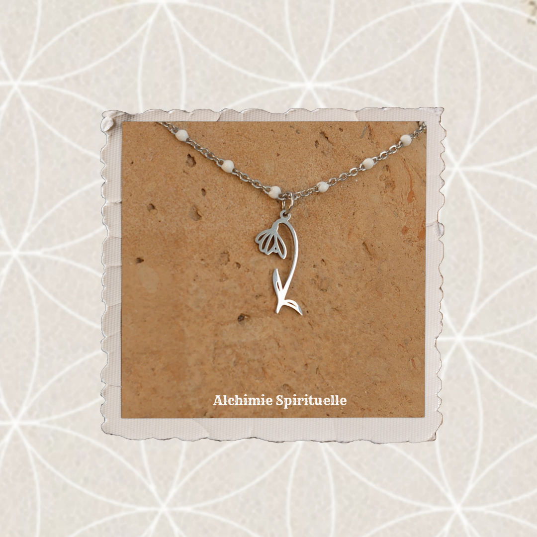 Collier Fleur de Naissance Janvier Perce Neige