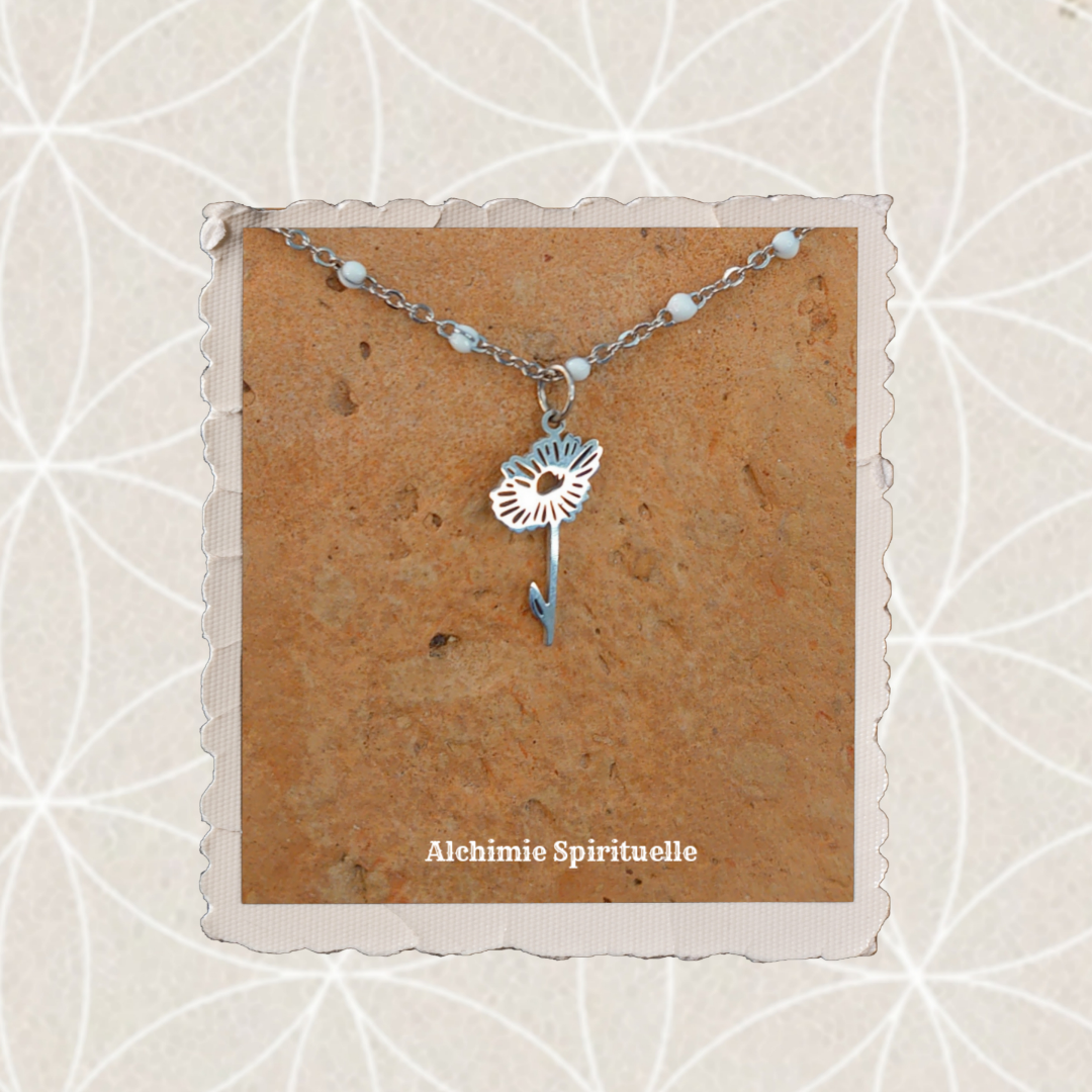 Collier Fleur de naissance mois d'avril Marguerite