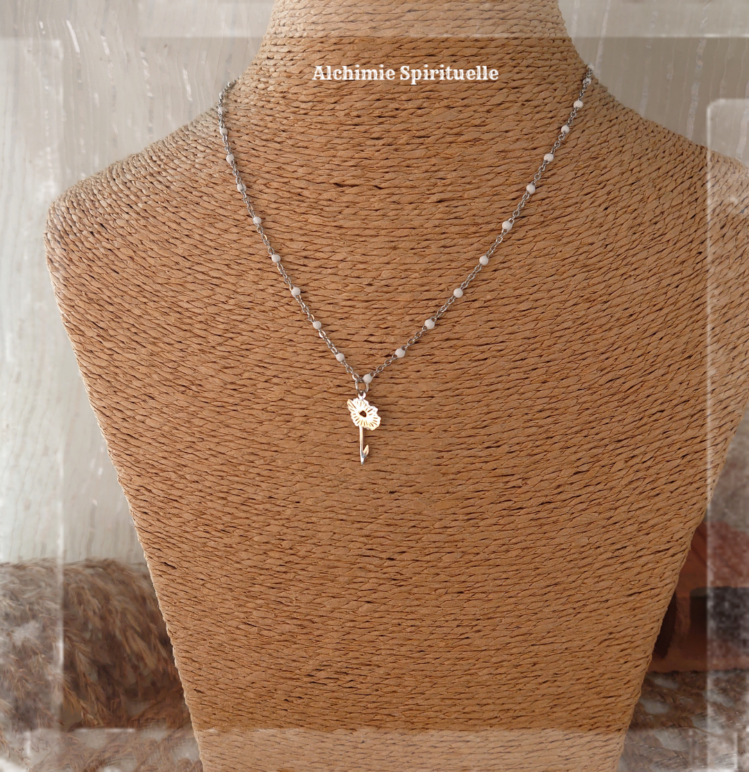 Collier Fleur de naissance mois d'avril Marguerite