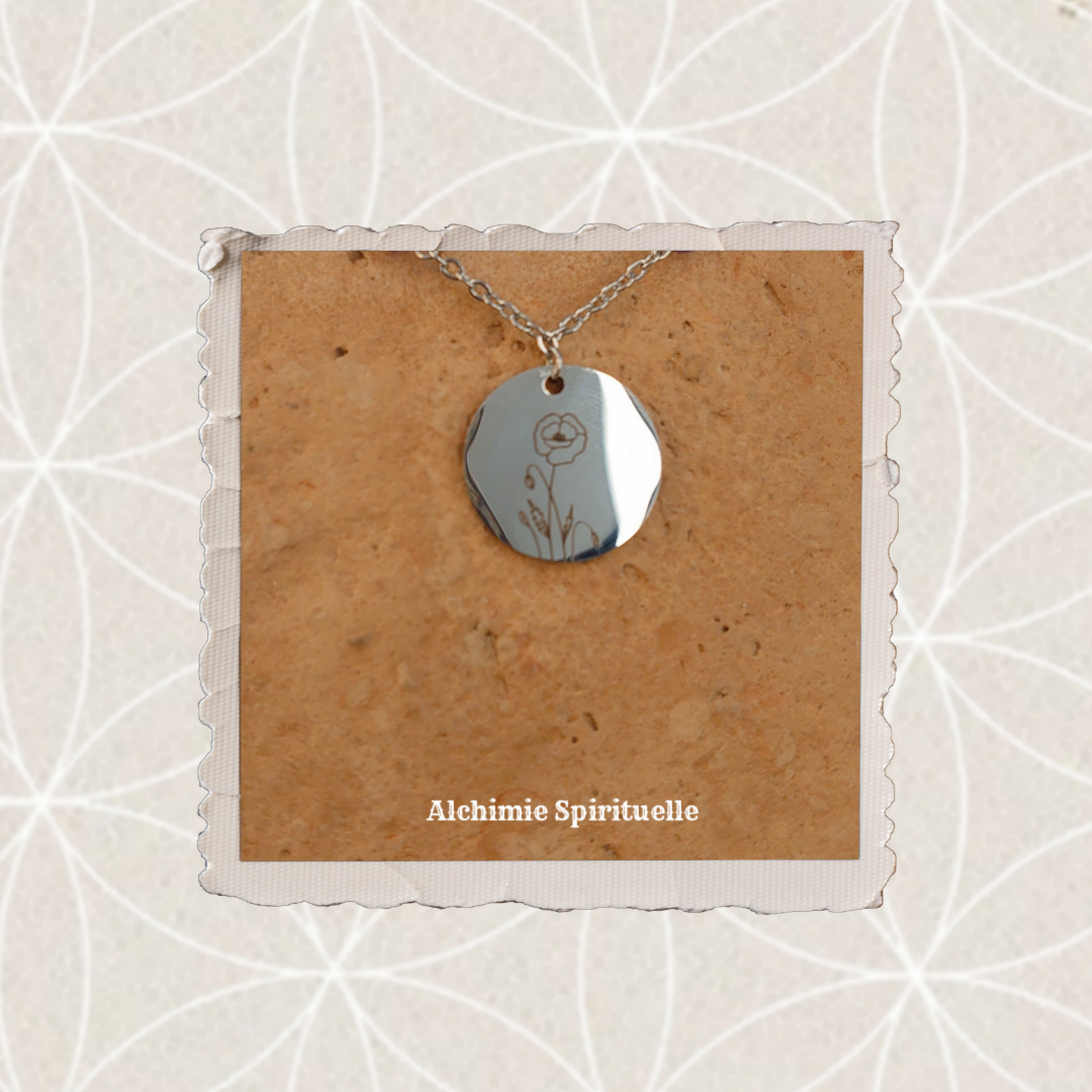 Collier Fleur de naissance Août / Coquelicot