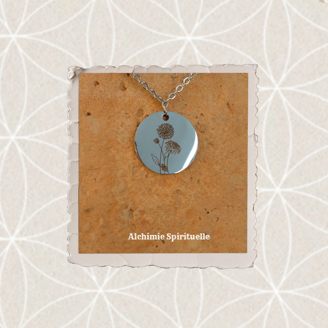 Collier Fleur de naissance Novembre / Chrysanthème